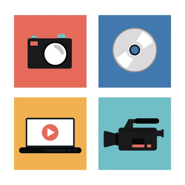 Video film a média sady ikon — Stockový vektor