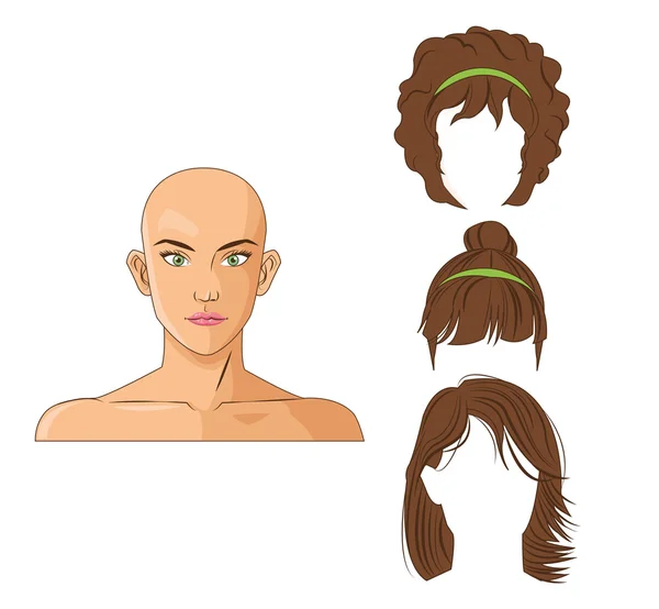 Mulher e design de estilo de cabelo —  Vetores de Stock