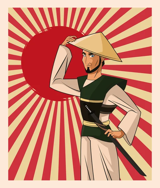 Samouraï homme dessin animé design — Image vectorielle