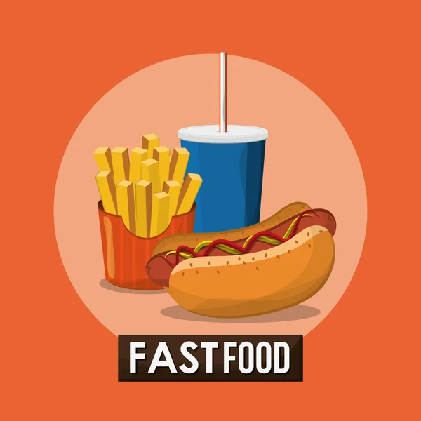 Hot Dog und Fast Food Design — Stockvektor