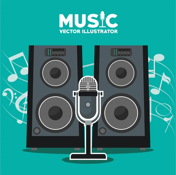 Instrumento musical e design de som — Vetor de Stock