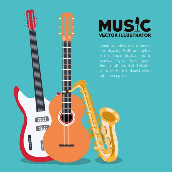 Instrumento musical y diseño de sonido — Vector de stock
