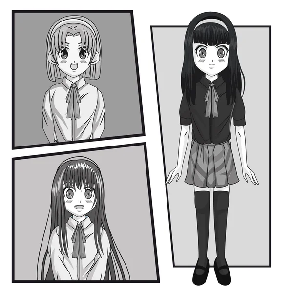 Manga-Zeichentrickfilm für Mädchen — Stockvektor