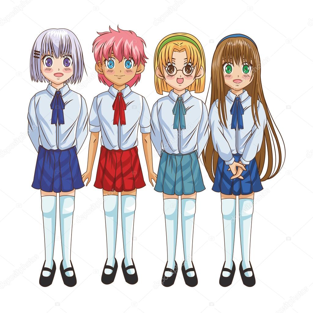 Disegno della ragazza di Manga del fumetto — Vettoriale Stock