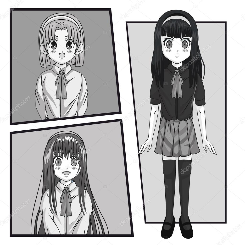 Conception De Fille Manga Dessin Animé Image Vectorielle