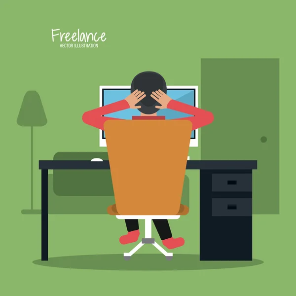 Cartoon man en freelance ontwerp — Stockvector