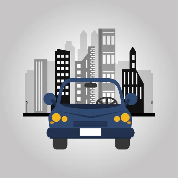 Auto mit Stadthintergrund Verkehrsbild — Stockvektor