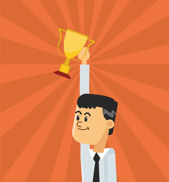 Businessman and trophy icon — Stock Vector