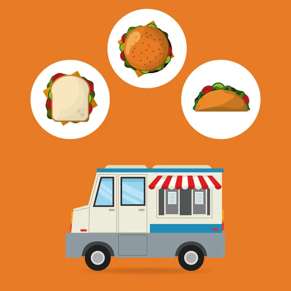 Camion et fast food design — Image vectorielle