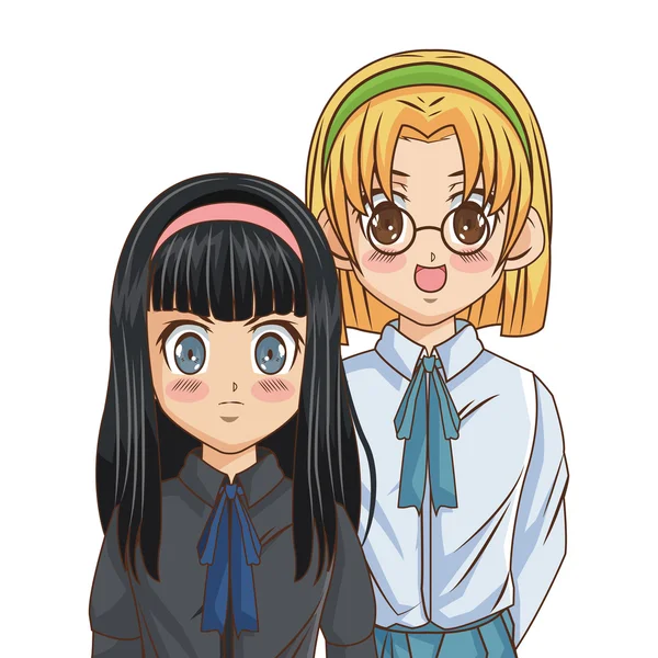 Desenho de desenho animado menina Manga — Vetor de Stock