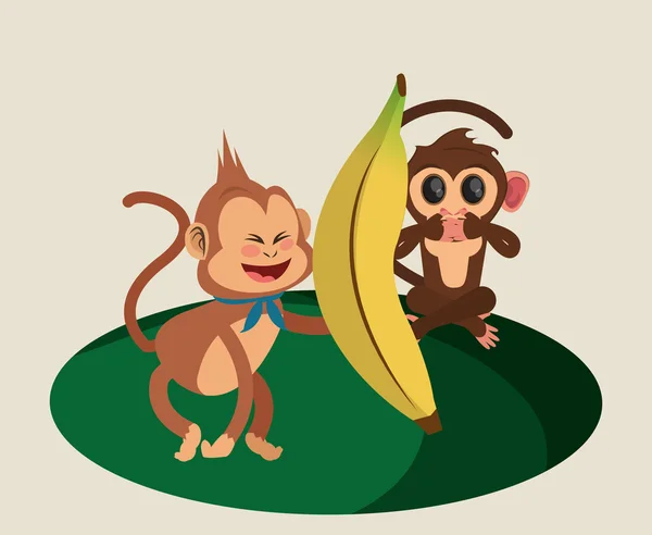 Macacos da selva desenhos animados — Vetor de Stock