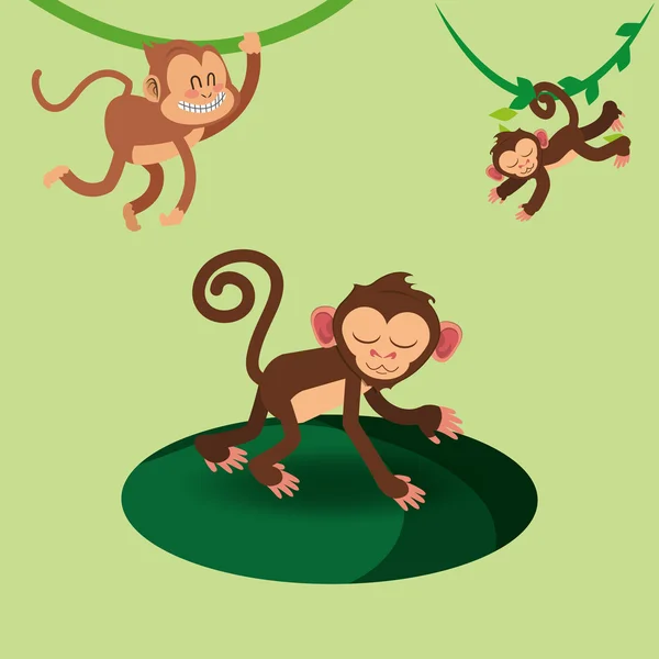 Dibujos animados de monos de la selva — Vector de stock