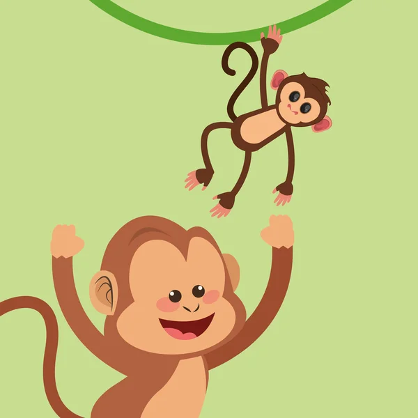 Dibujos animados de monos de la selva — Vector de stock