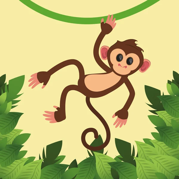 Selva mono dibujos animados — Vector de stock