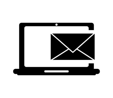 dizüstü bilgisayar frontview ve iletinin zarf simgesi