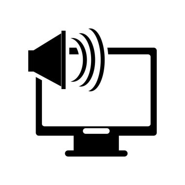 bilgisayar monitörü ve hoparlör simgesini