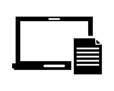 dizüstü bilgisayar frontview ve belge simgesi