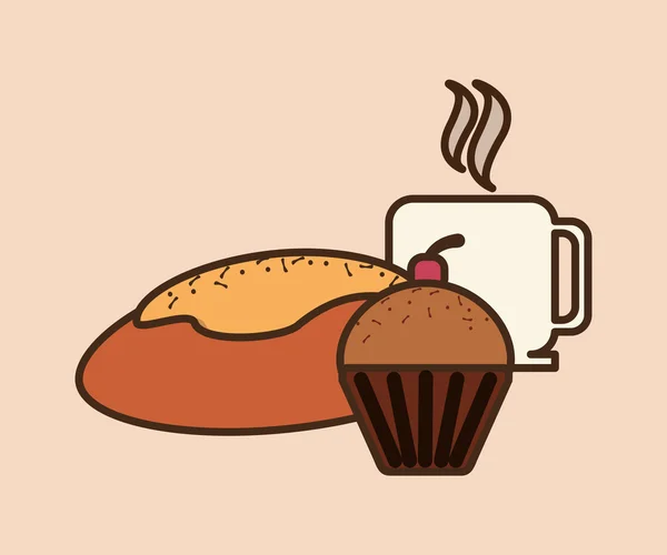 Imagen de café y pastelería — Vector de stock