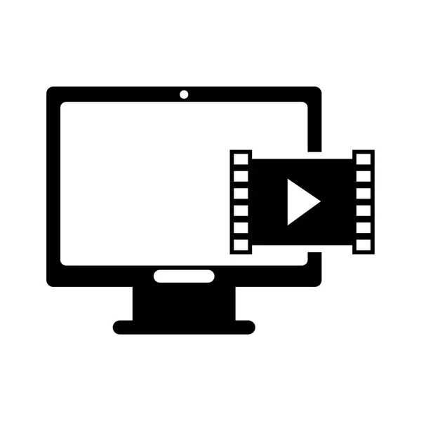 Monitor de computador e ícone de vídeo — Vetor de Stock