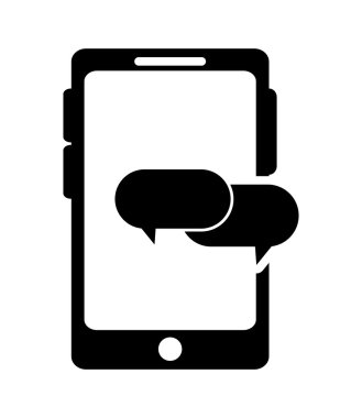 Modern cep telefonu ve konuşma balonu simgesinin