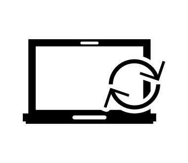 dizüstü bilgisayar frontview ve yenileme ok simgesi