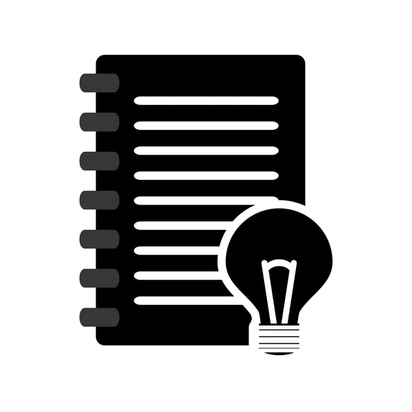 Ordinateur portable filaire et icône ampoule — Image vectorielle