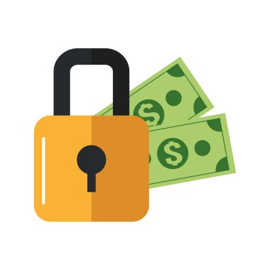 Emniyet kilidi ve dolar faturaları simgesi