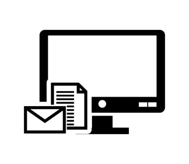 bilgisayar monitörü ve ileti zarf simgesi