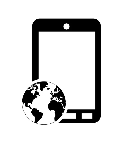 現代の携帯電話と地球地球のアイコン — ストックベクタ