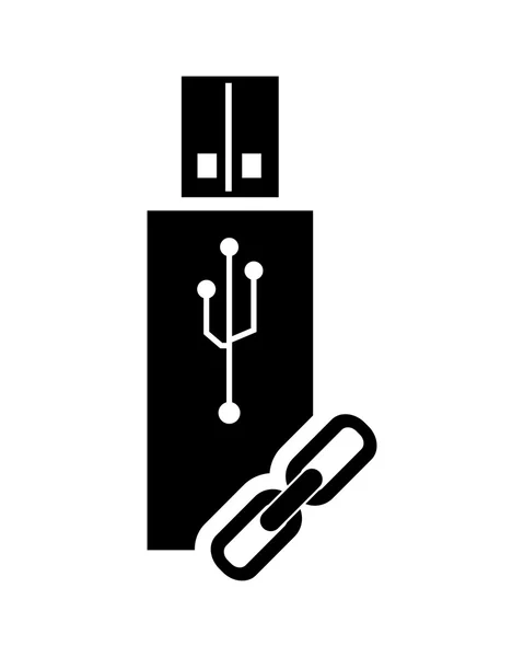 USB sürücü ve bağlantı simgesi — Stok Vektör