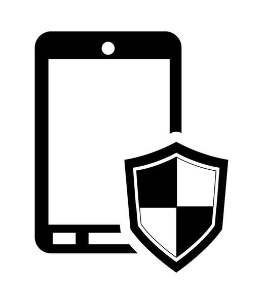 Téléphone portable moderne et icône de bouclier — Image vectorielle
