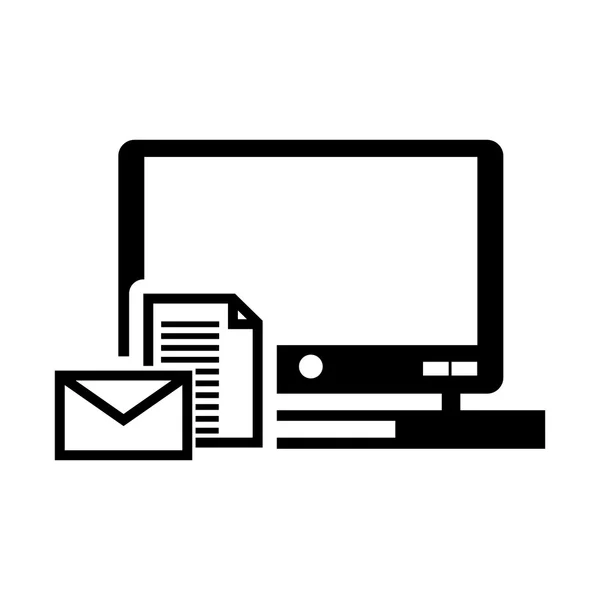 Laptop i wiadomości ikonę koperty — Wektor stockowy