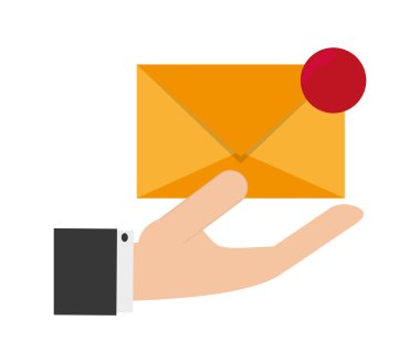 hand holding message envelope and icon clipart
