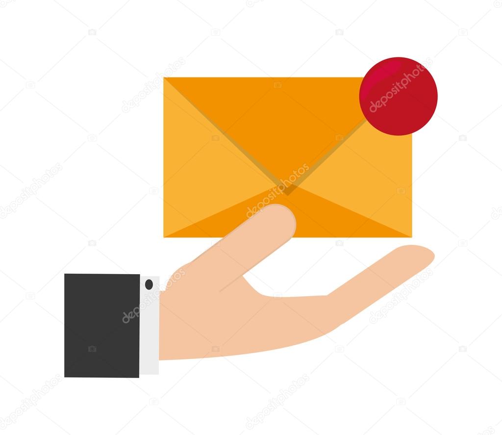 hand holding message envelope and icon
