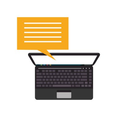 bilgisayar ve konuşma balonu simgesinin