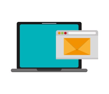 bilgisayar ve zarf simgesi