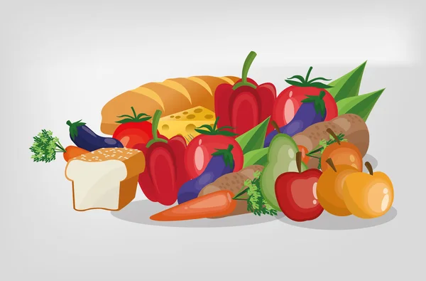 各種健康食品のアイコンの画像 — ストックベクタ