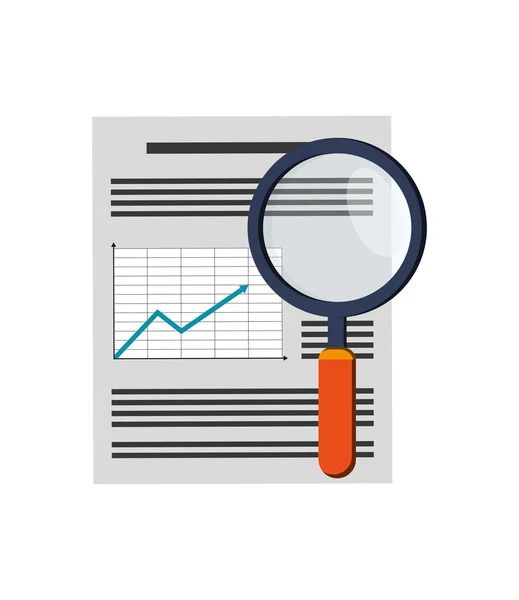 Grafico grafico e lente d'ingrandimento icona — Vettoriale Stock