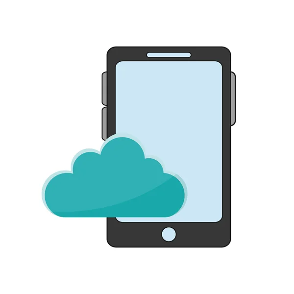 Icono de teléfono móvil y nube — Vector de stock