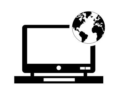 laptop ve dünya küre simgesi