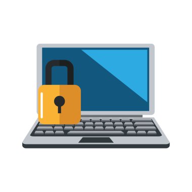 dizüstü bilgisayar ve güvenlik kilit simgesi