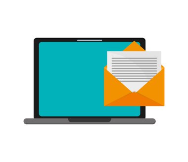 bilgisayar ve zarf simgesi