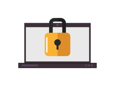 dizüstü bilgisayar ve güvenlik kilit simgesi