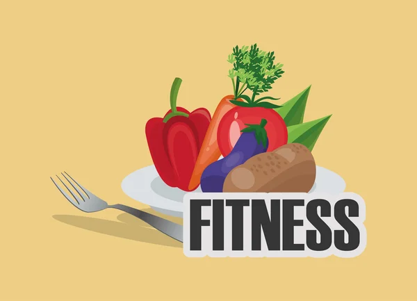 Ícones alimentares saudáveis imagem fitness — Vetor de Stock