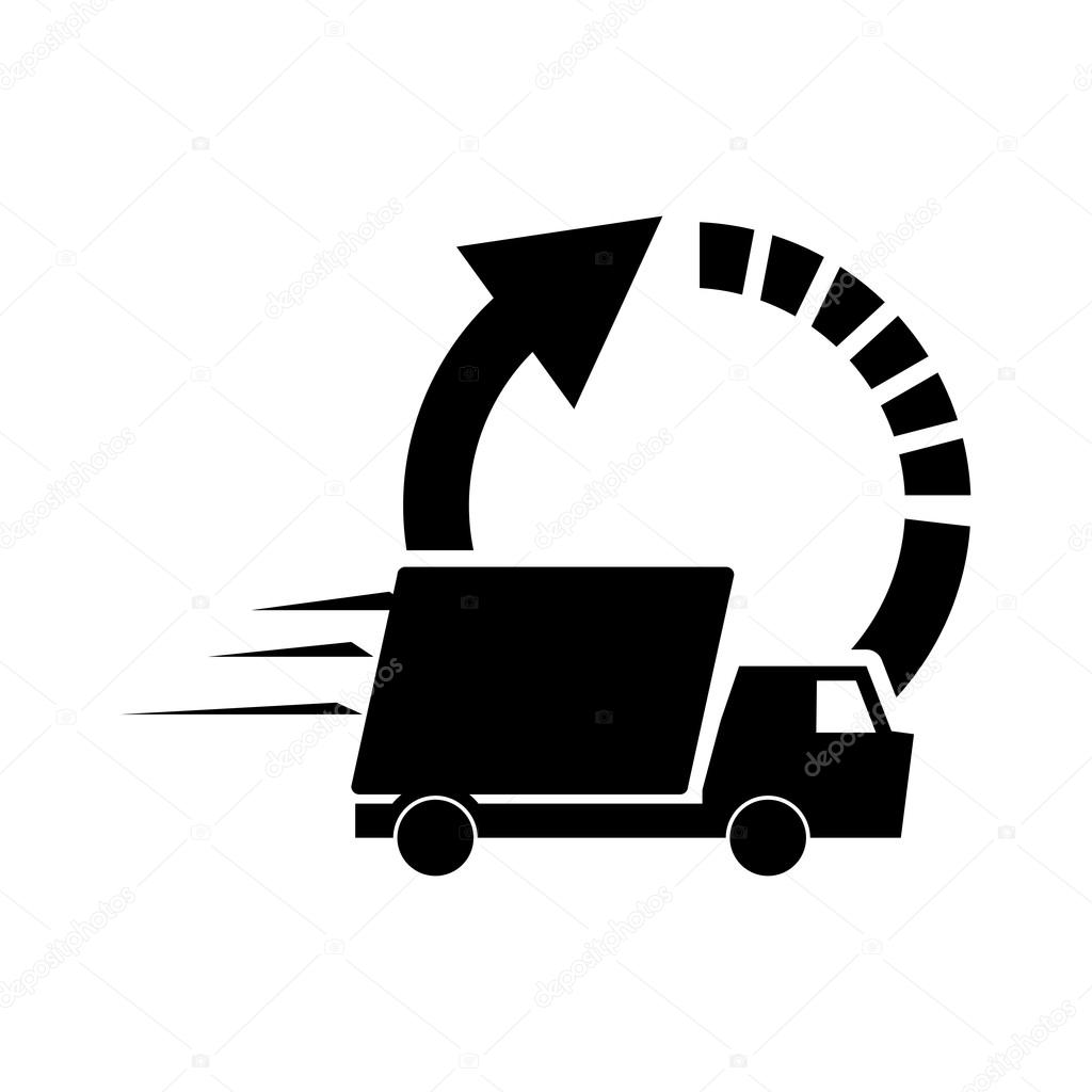 circle arrow and  truck van icon