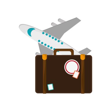 bavul ve uçak simgesi