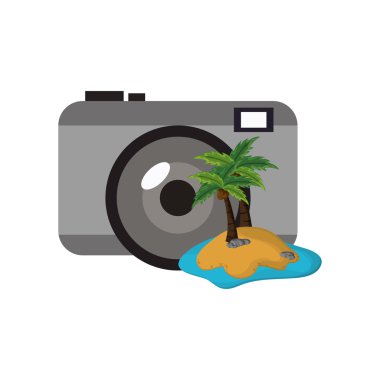 fotoğraf kamera ve tropik ada simgesi