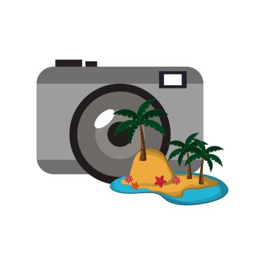 fotoğraf kamera ve tropik ada simgesi