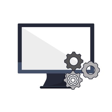 bilgisayar ve dişli simgesi