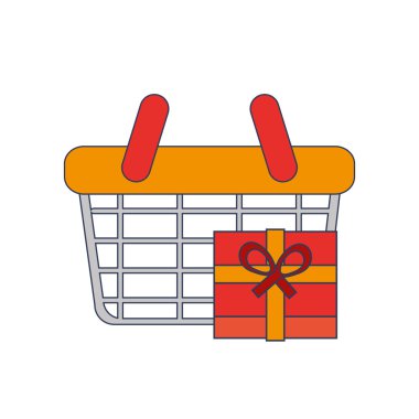 alışveriş sepeti ve giftbox simgesi